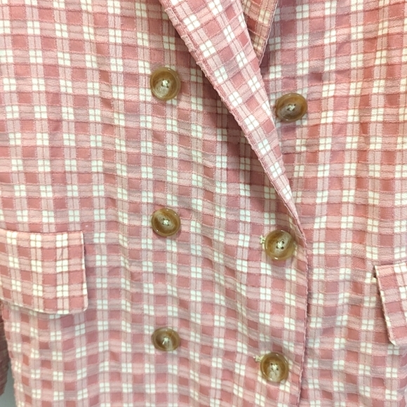 NWT Free People Olivia Gingham Blazer Pink Size Small - Picture 9 of 13